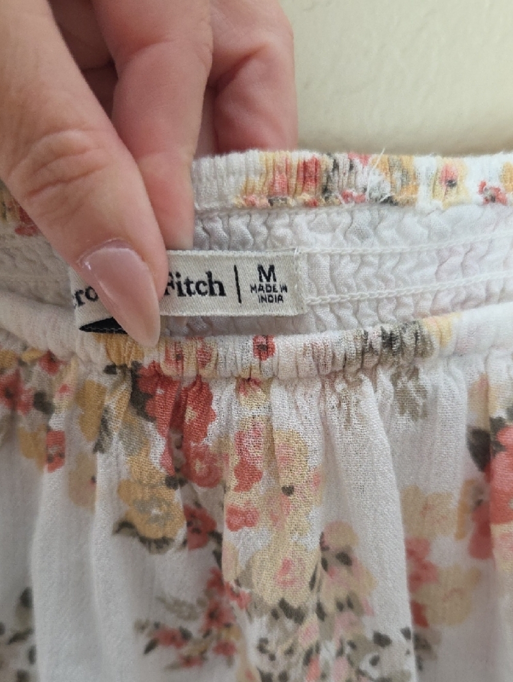 Abercrombie & Fitch White Floral Maxi Dress with Peach and Green Print - Picture 4 of 12